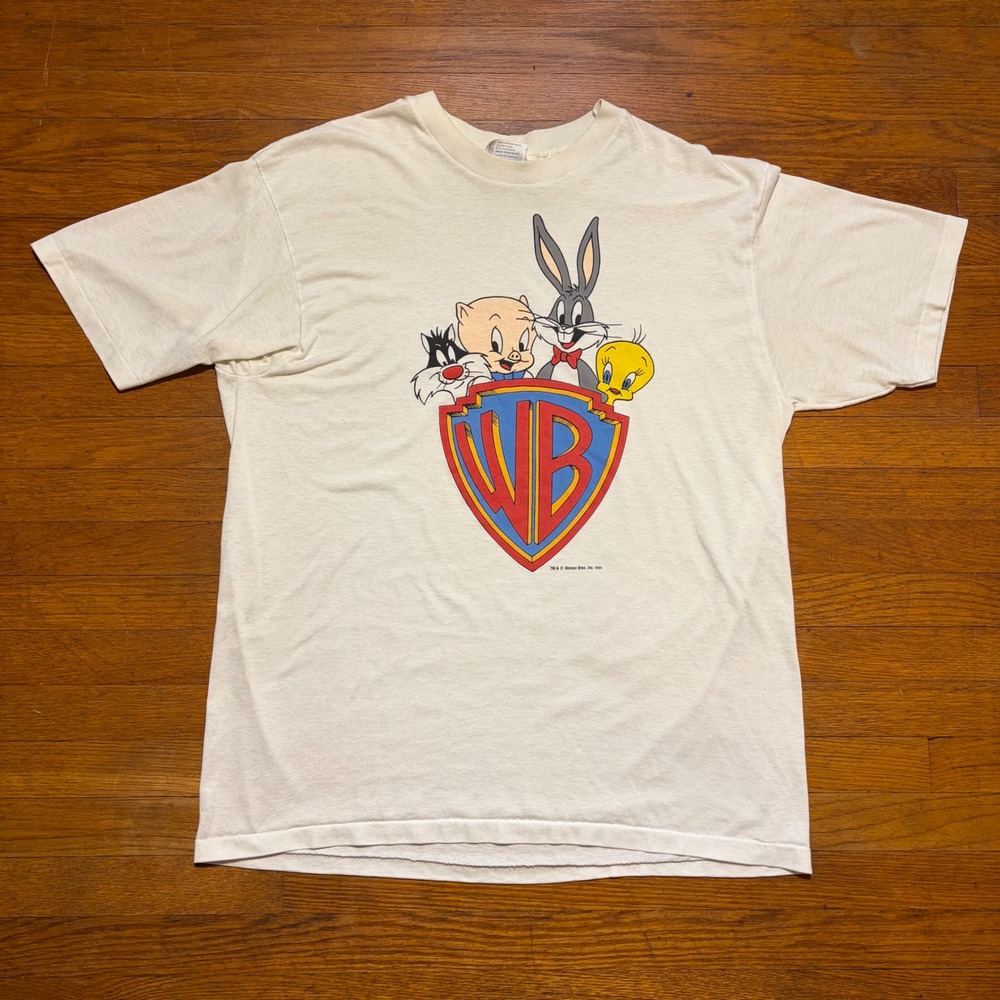 Vintage 1985 Warner Bros Looney Tunes T-Shirt Hanes XL White Single Stitch 80s